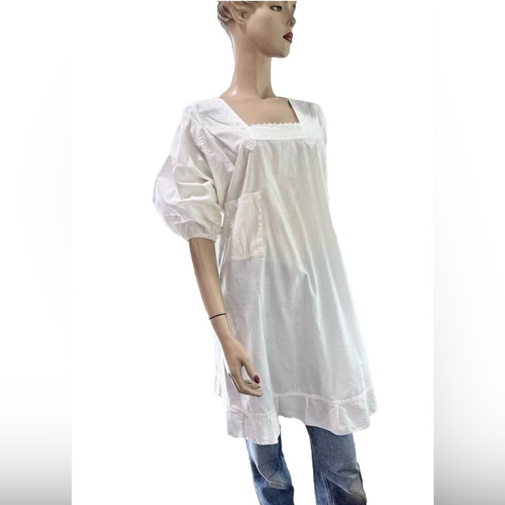 DIA QUEEN Vintage camisole white embroidered open back Tunic Top - Picture 4 of 16